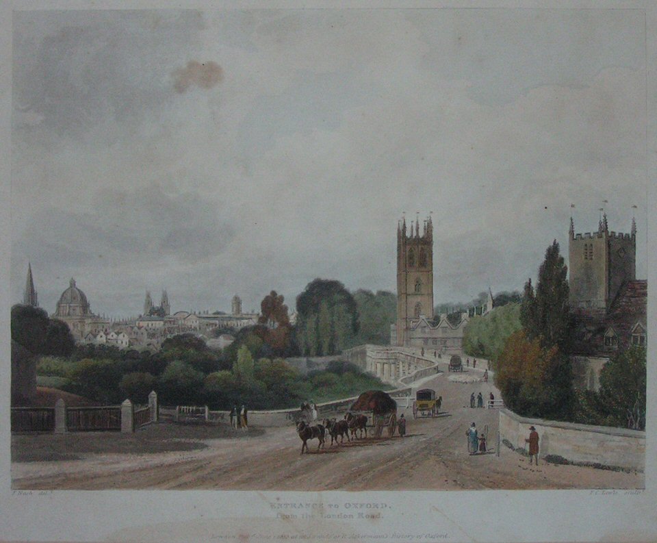Aquatint - Entrance to Oxford, from the London Road. - Lewis